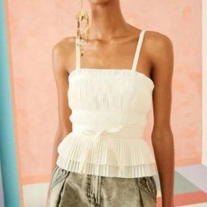 NWOT Ulla Johnson Bea pleated cotton-poplin peplum top size 00